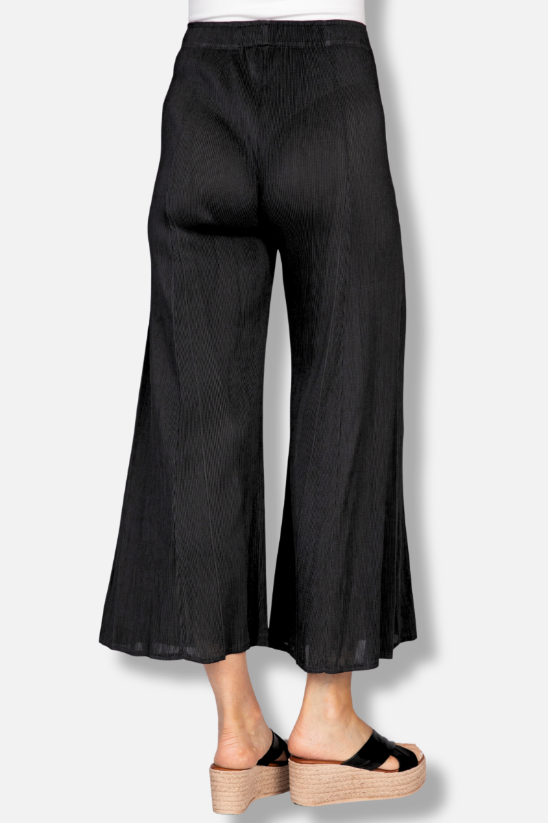 Statement Flare Flood Pant - Black Parisian Pleats