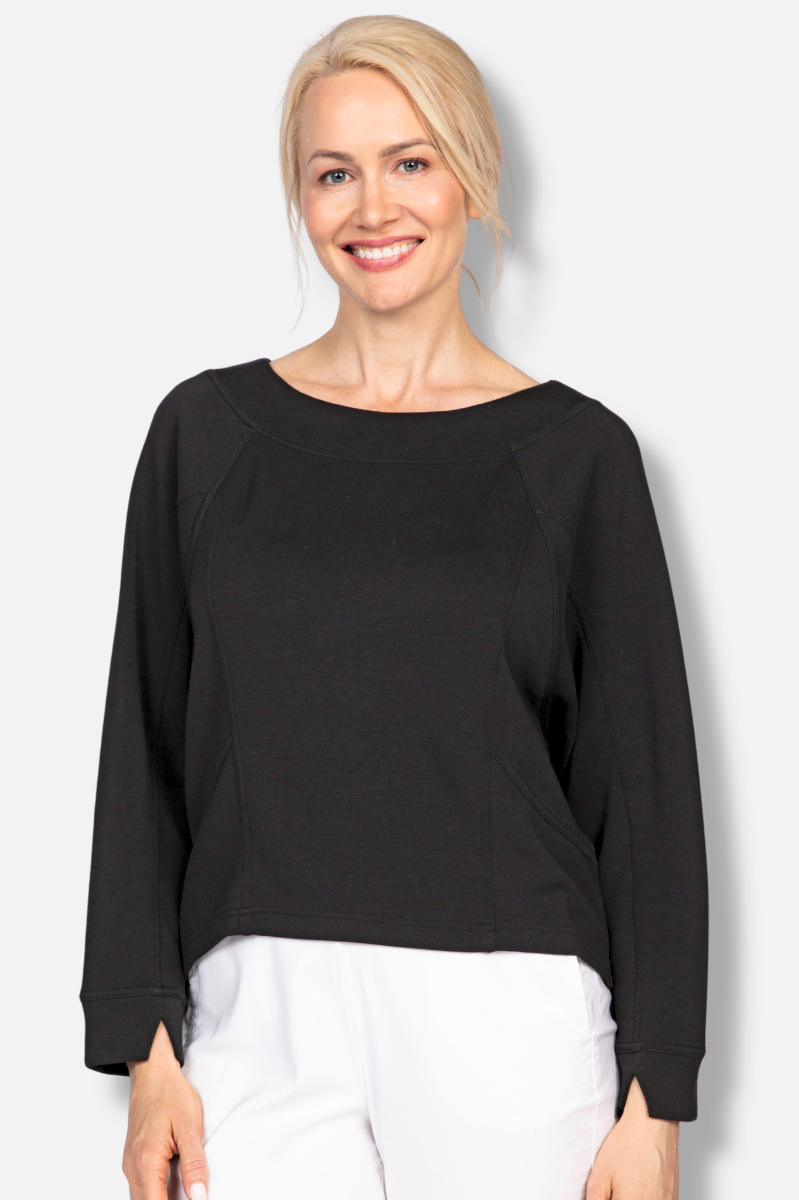 Border Stitch Pullover - Black