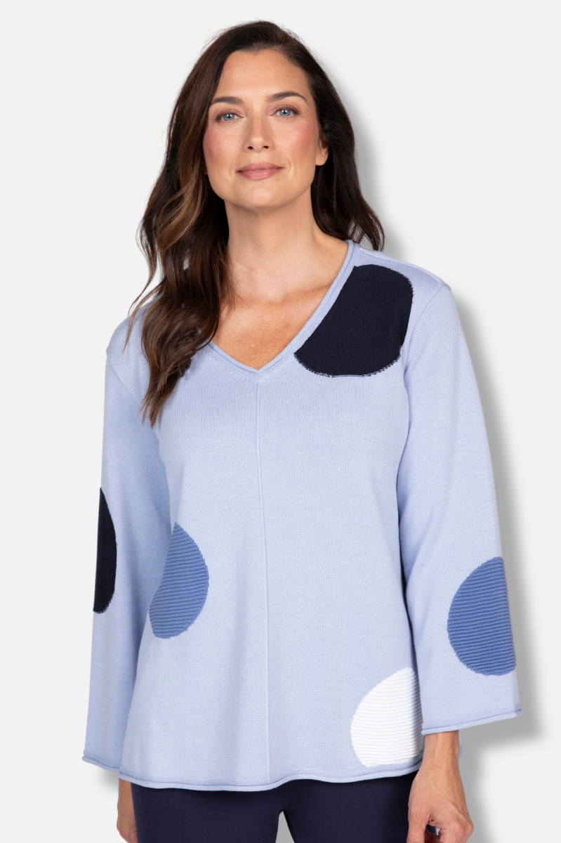 Mixed Dot V-Neck - Rain