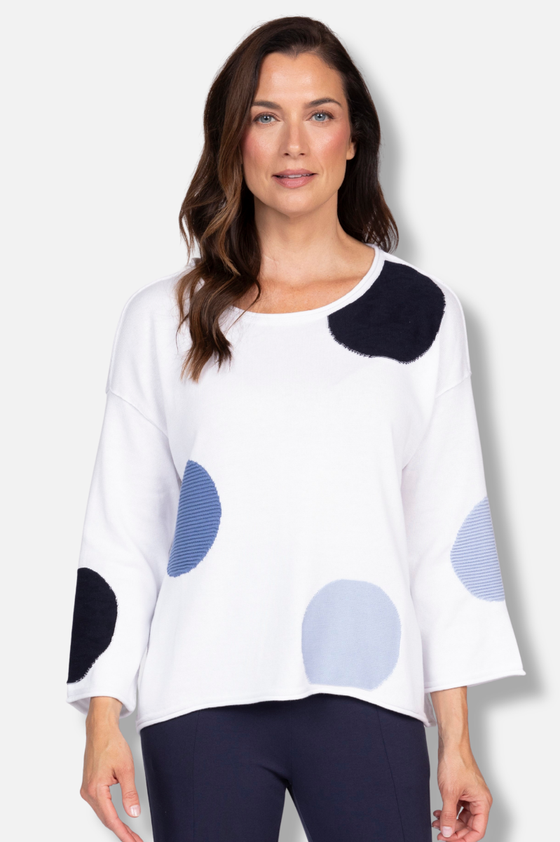 Mixed Dot Pullover - White