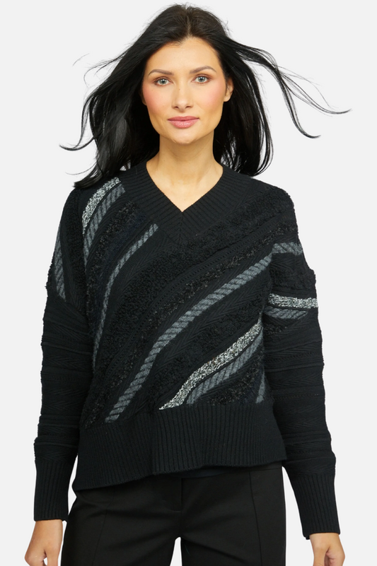 Mixed Media Pullover - Black