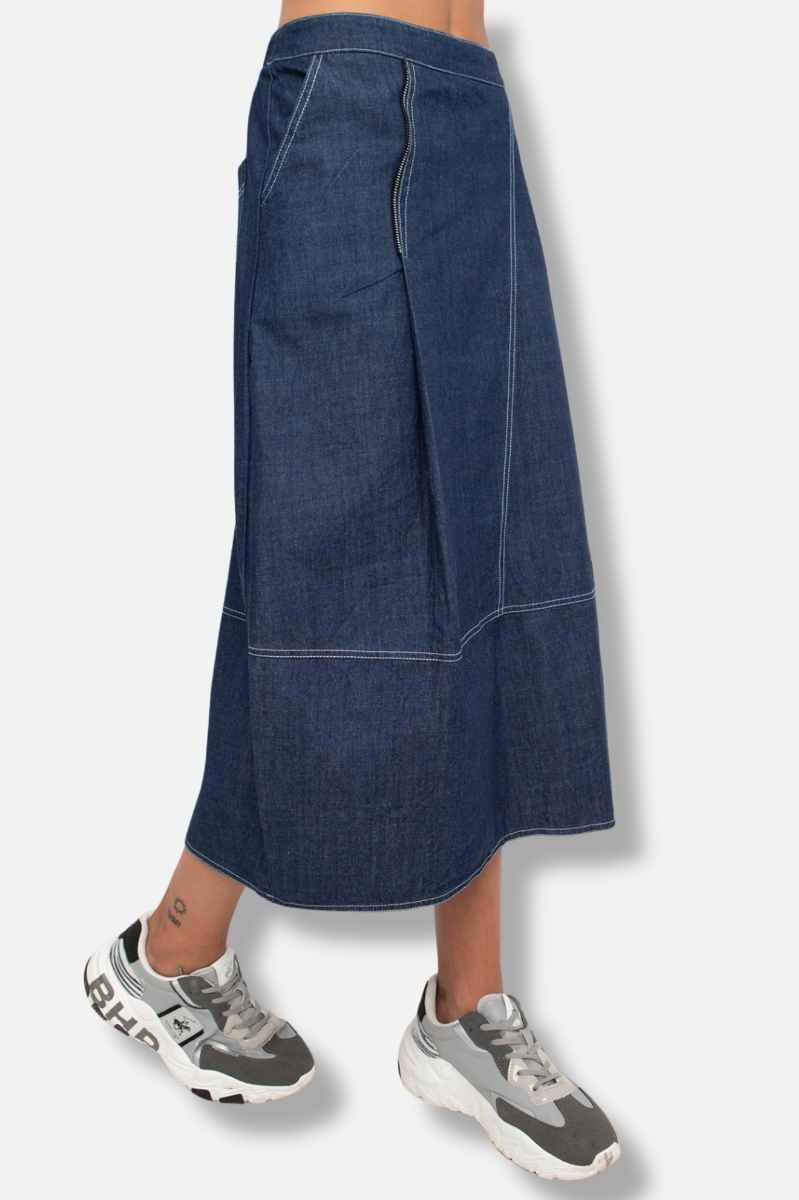 Zipline Midi Skirt - Denim 