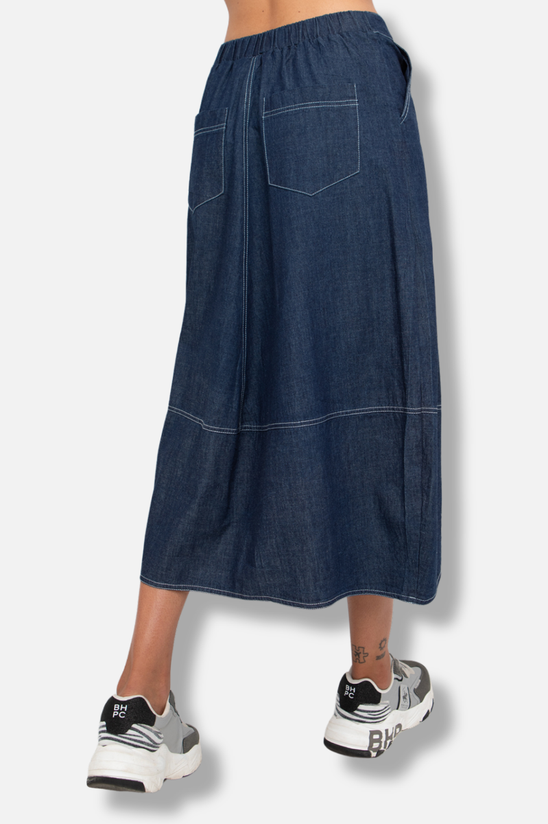 Zipline Midi Skirt - Denim 