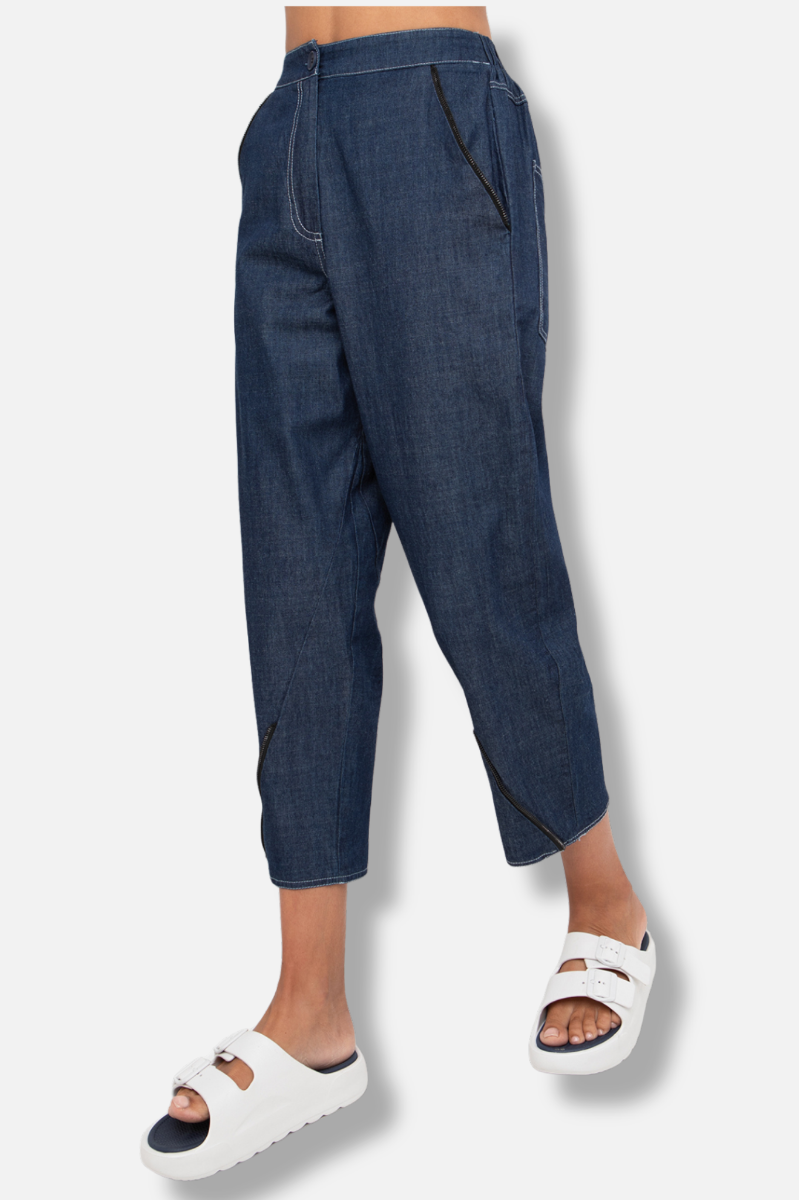 Tapered Zipper Pant - Denim