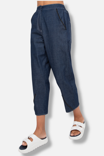 Tapered Zipper Pant - Denim