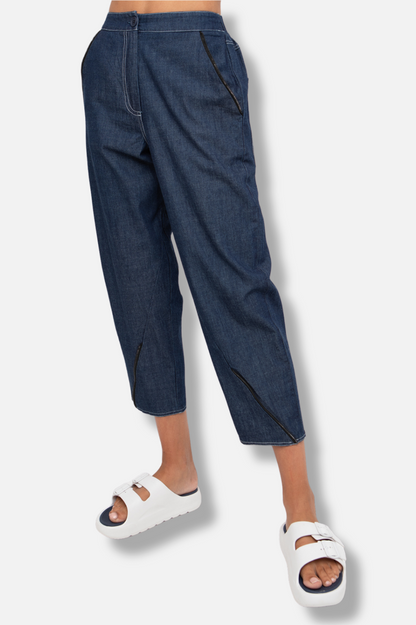 Tapered Zipper Pant - Denim