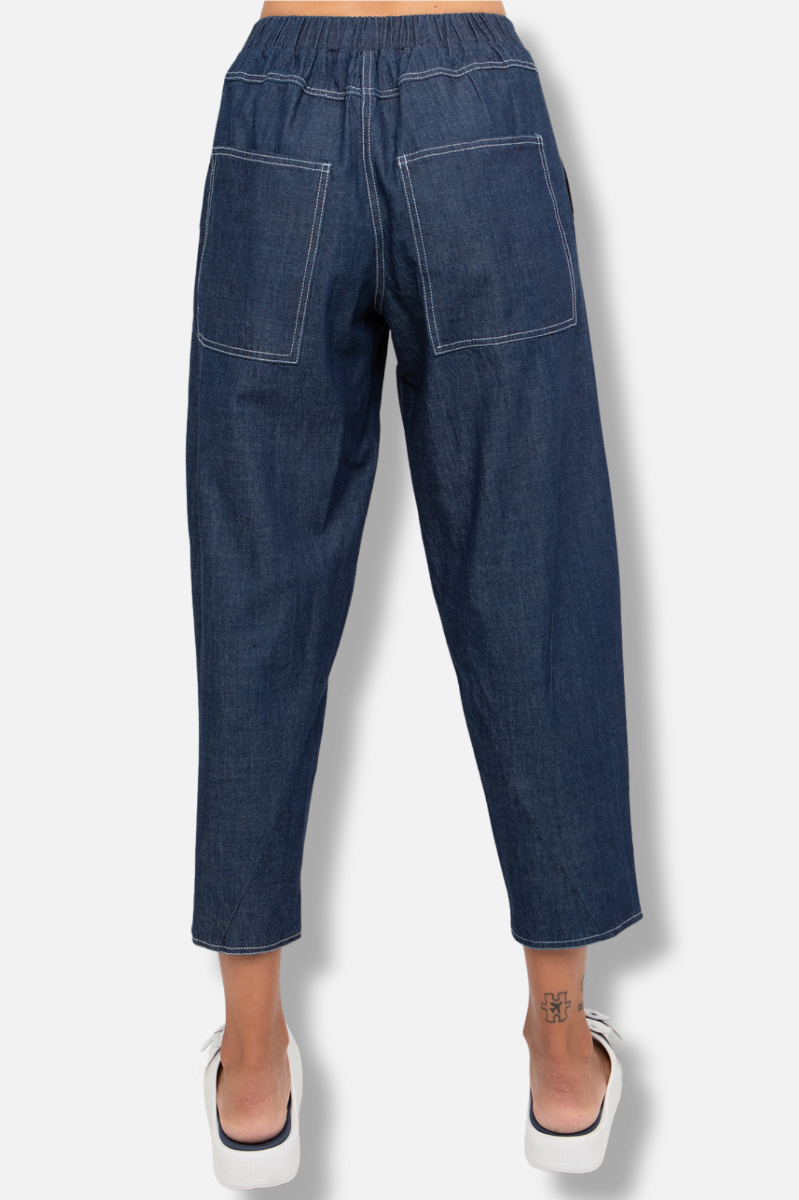 Tapered Zipper Pant - Denim