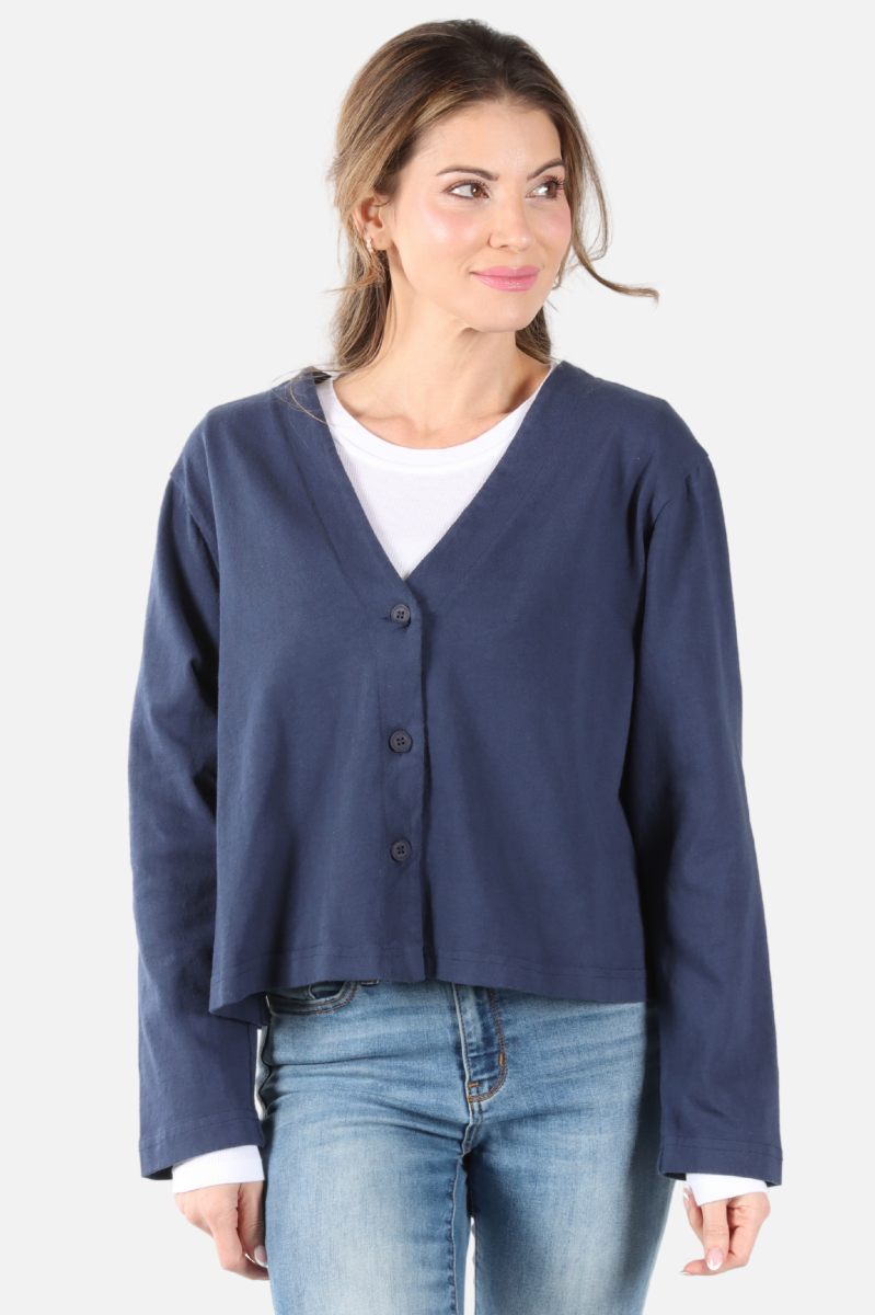 Crop V-Neck Cardigan - Stargaze