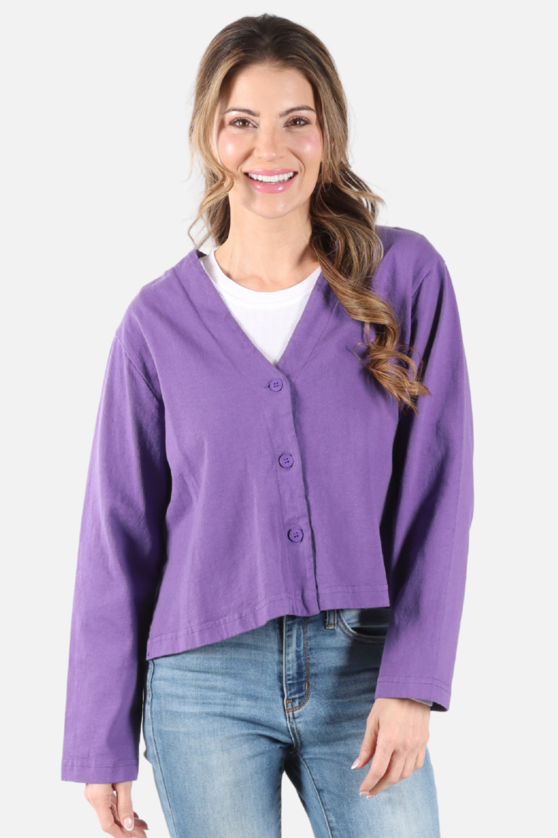 Crop V-Neck Cardigan - Verbena