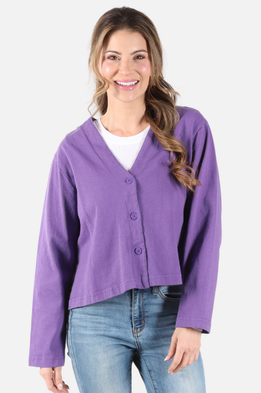 Crop V-Neck Cardigan - Verbena