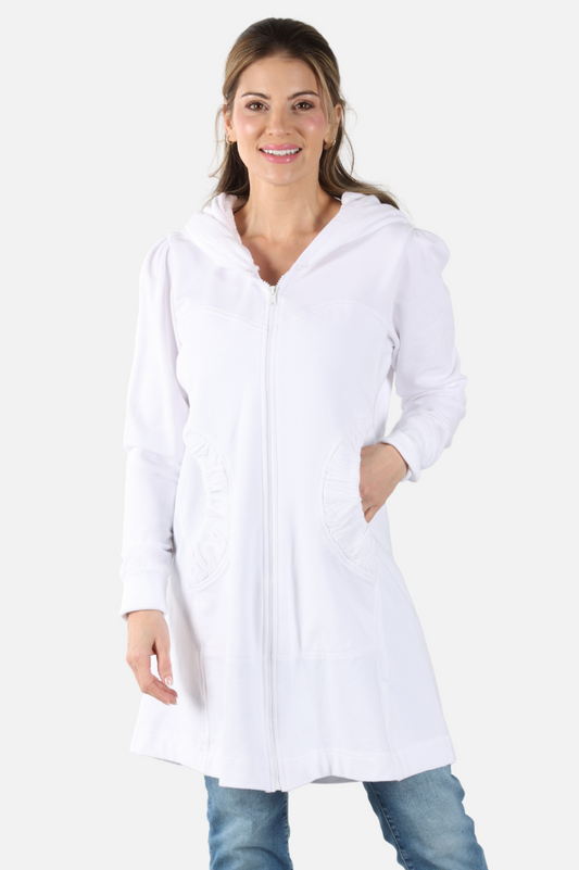 Long Hoodie Jacket - White