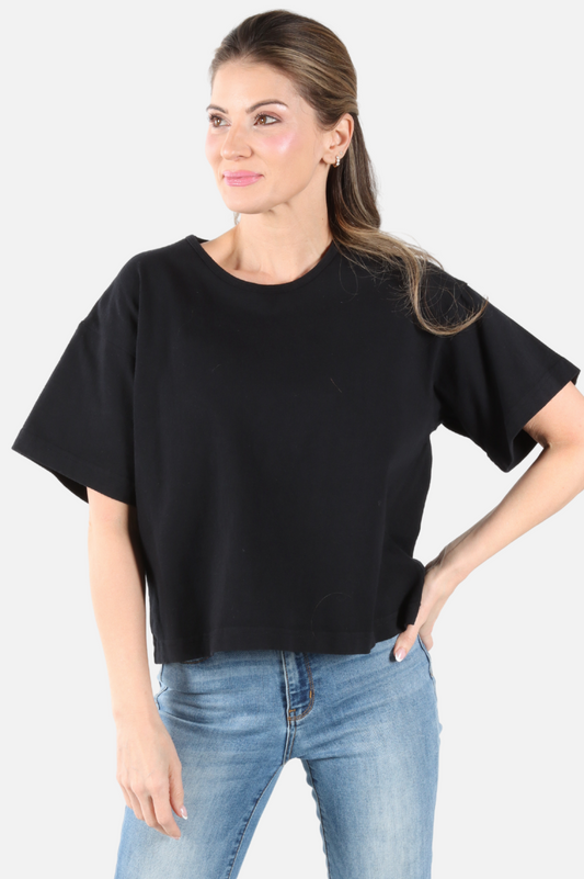 Short Sleeve Crop Crew - Black