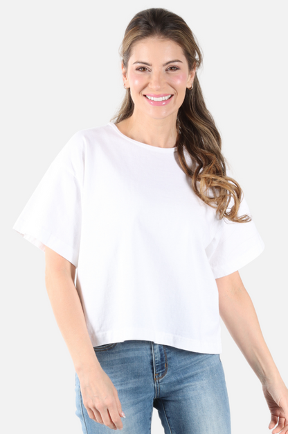 Short Sleeve Crop Crew - White