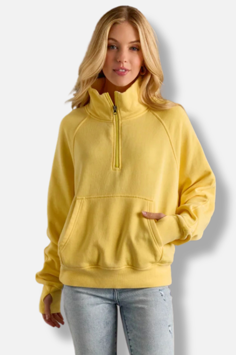 Quarter Zip Sweatshirt - Yellow