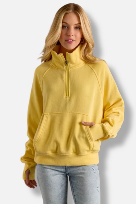 Quarter Zip Sweatshirt - Yellow
