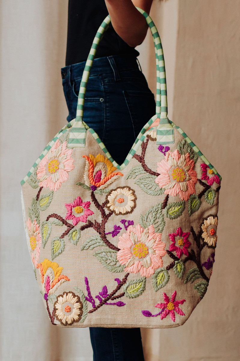 Floral Woven Bag - Green 