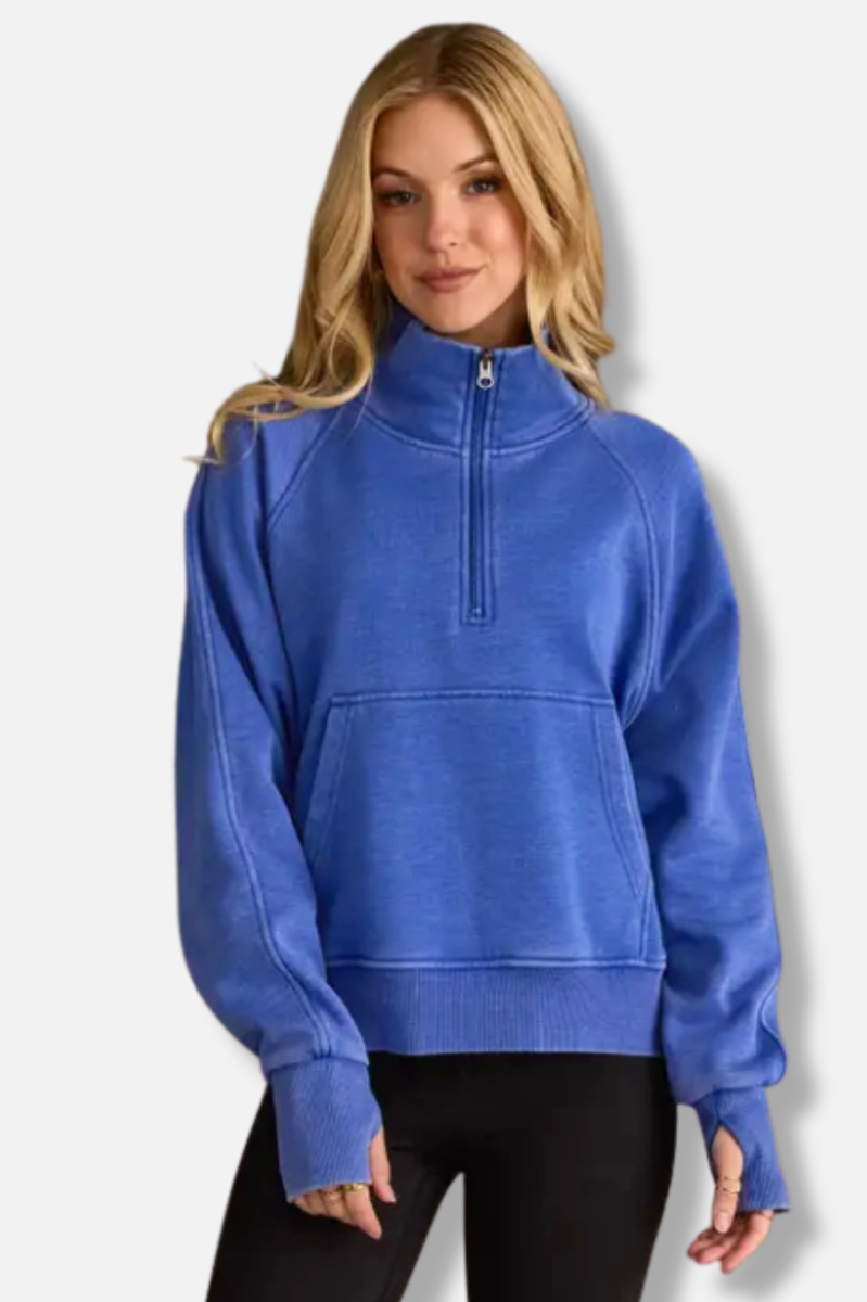 Quarter Zip Sweatshirt - Blue