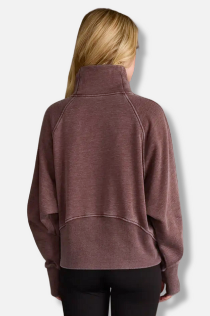 Quarter Zip Sweatshirt - Brown