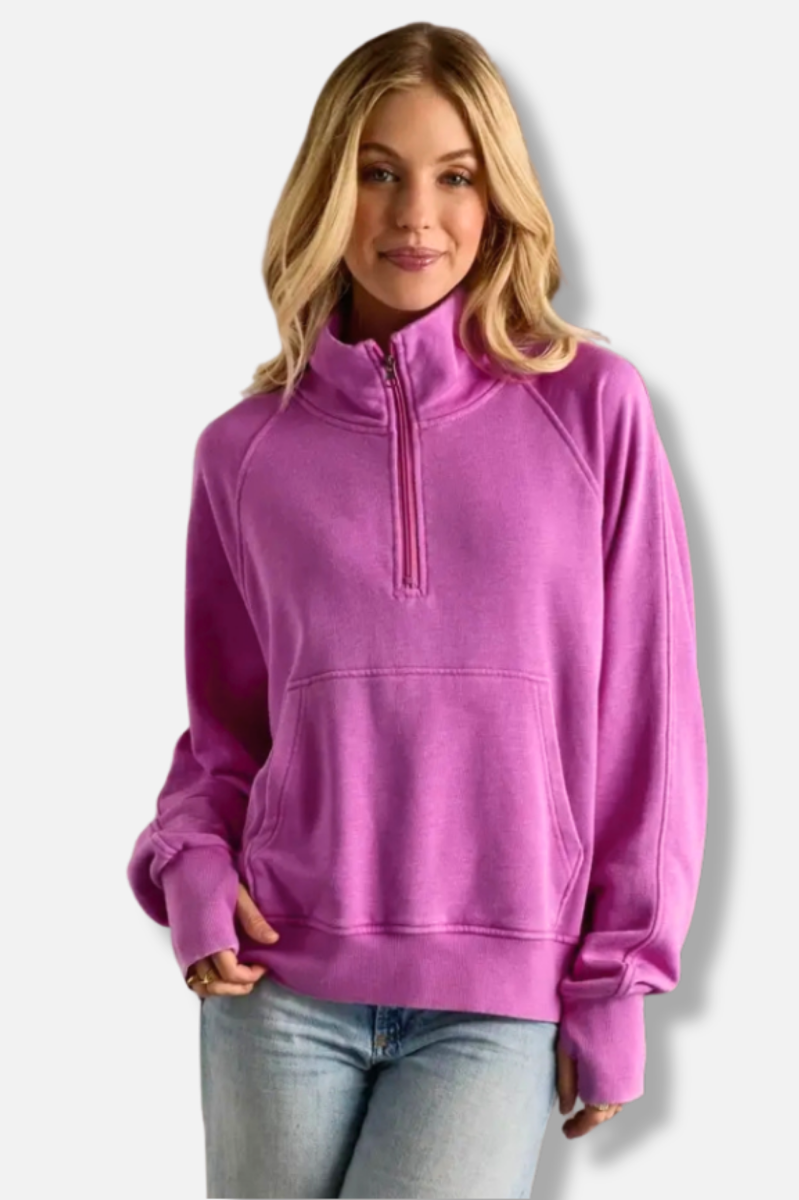 Quarter Zip Sweatshirt - Purple