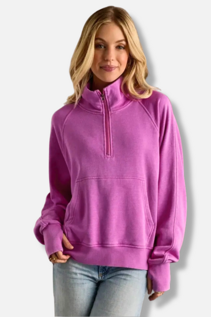 Quarter Zip Sweatshirt - Purple