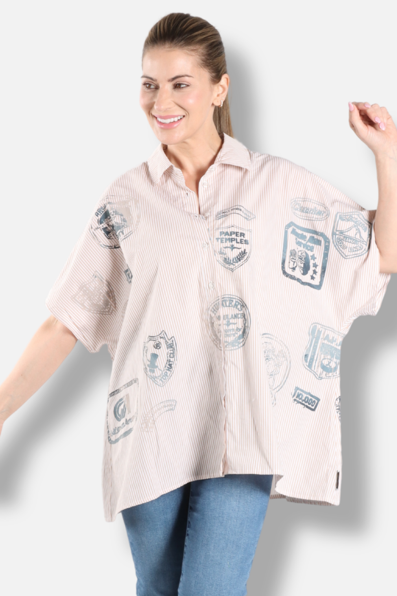 Naomi Top - Tan Stripe