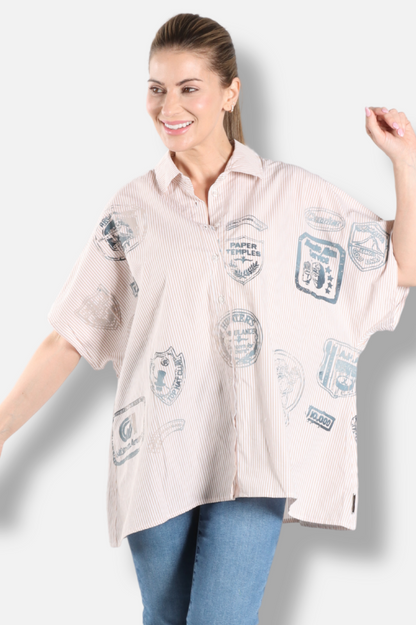 Naomi Top - Tan Stripe