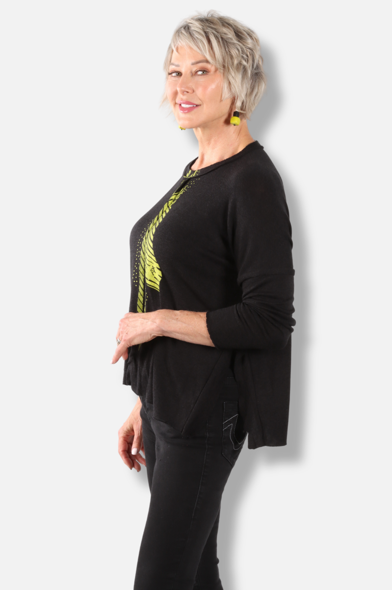 Zaira Pullover - Black & Green 