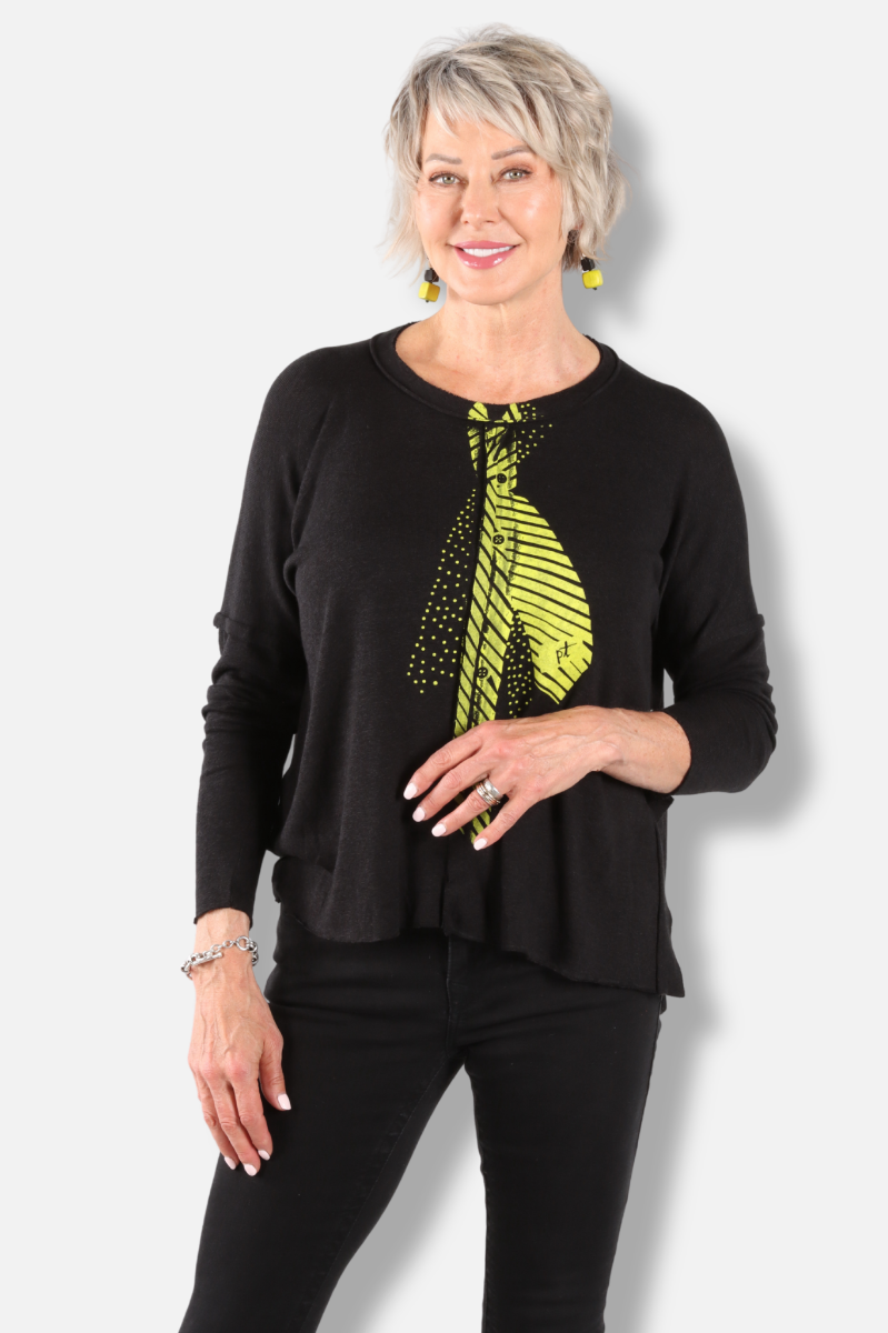 Zaira Pullover - Black & Green 