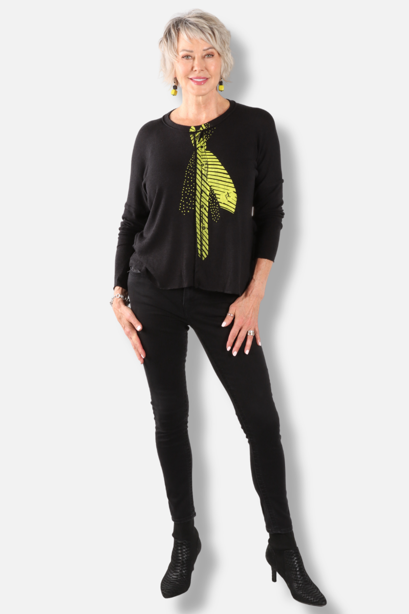 Zaira Pullover - Black & Green 