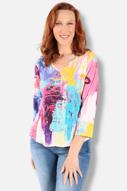 Vivian Button Top - Multi Color