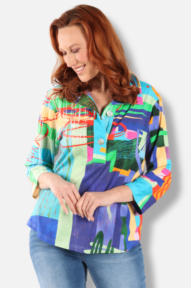 Gracie Pullover Top Plus - Multi Color