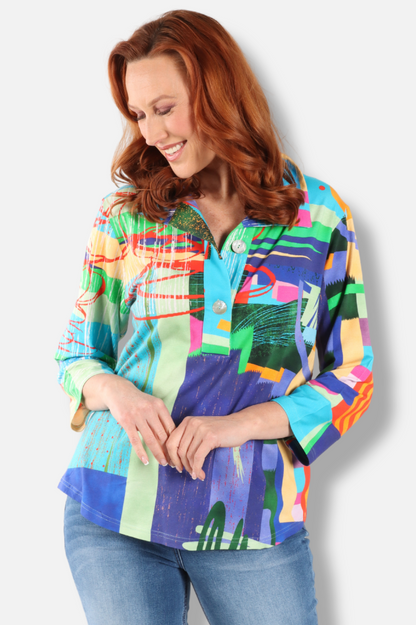 Gracie Pullover Top Plus - Multi Color