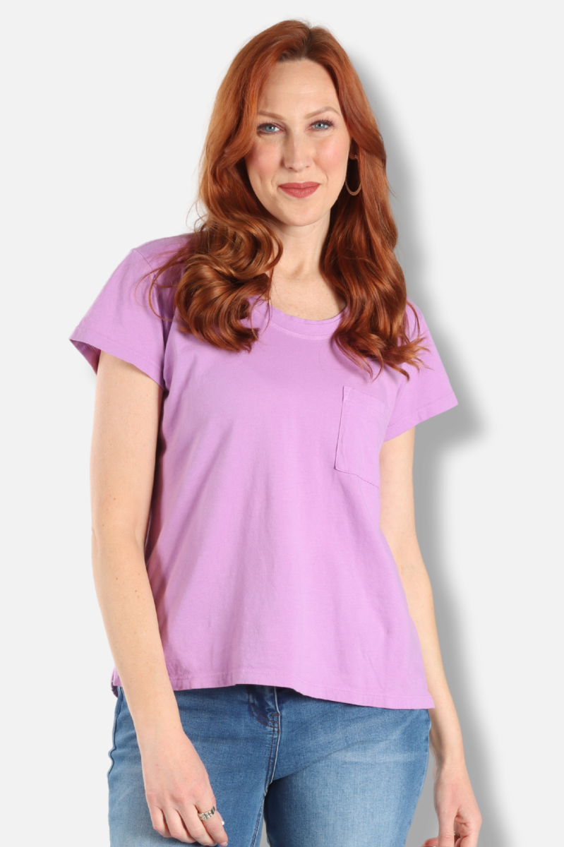High Low Pocket Tee - Tulip