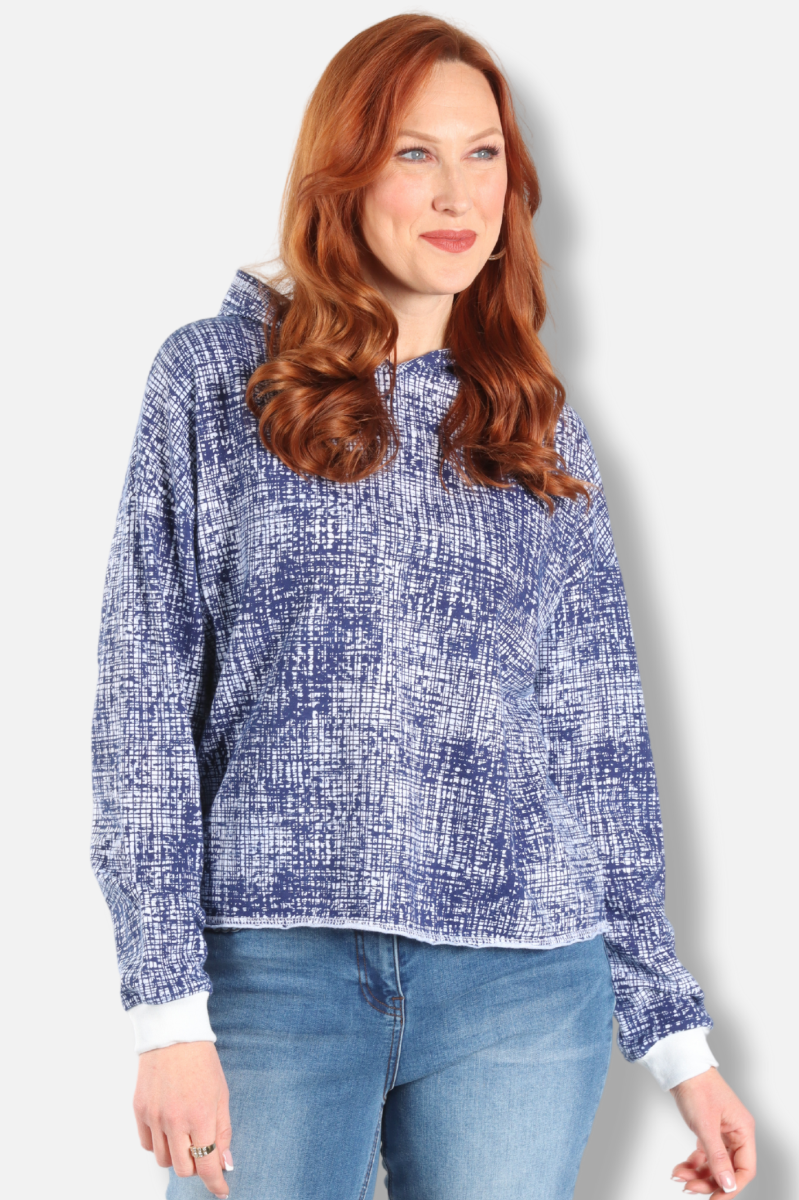 Hoodie Pullover - White Maze Print