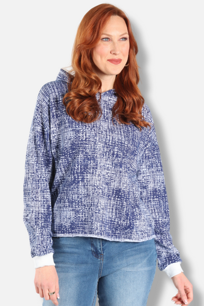 Hoodie Pullover - White Maze Print