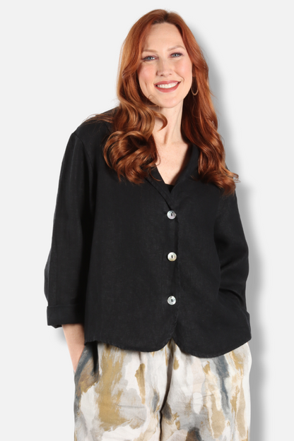 Sailor Jacket - Black Heavy linen