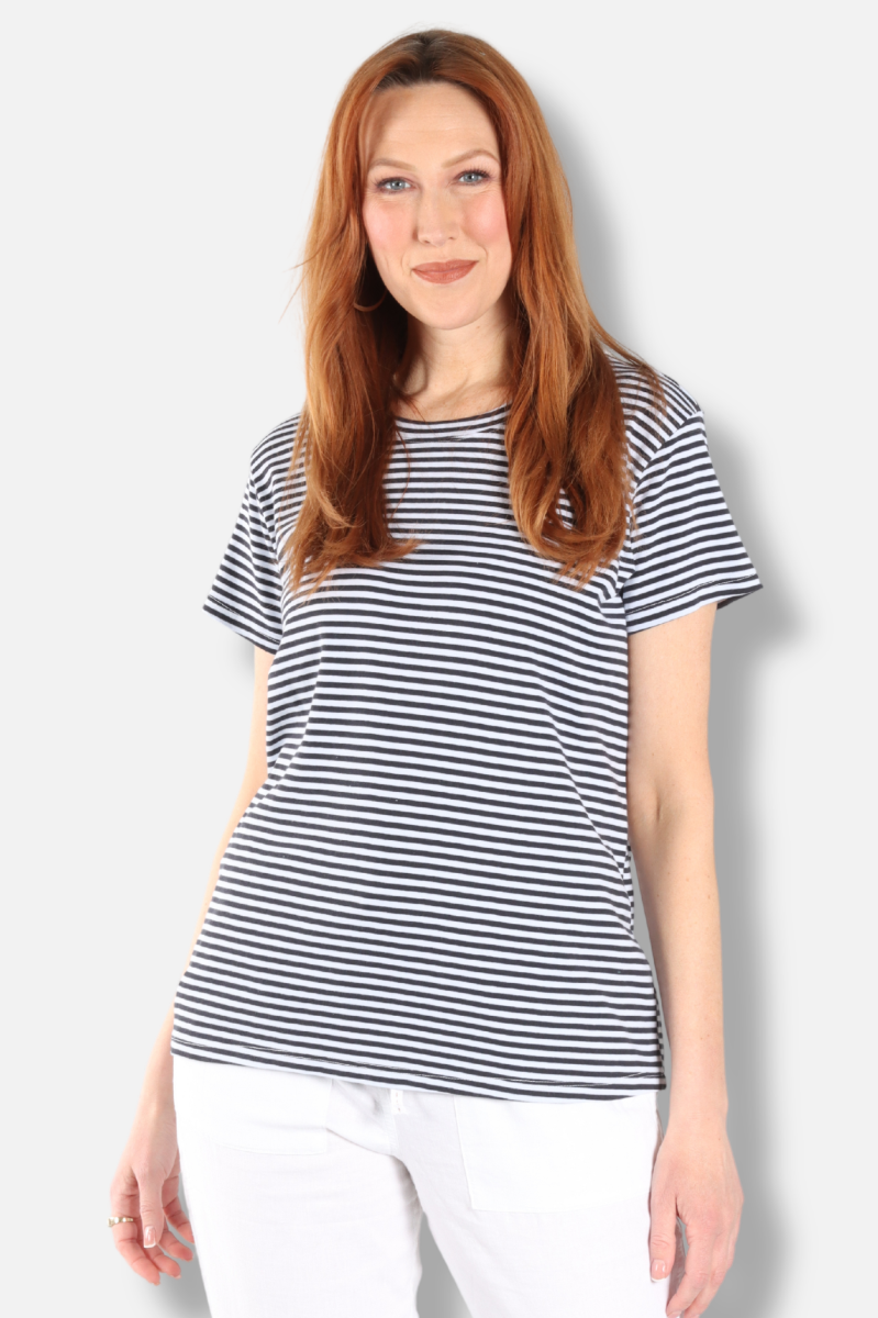 Fawbush's Only! Short Sleeve Stripe Crew Plus - Powder Blue