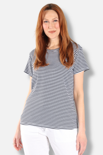 Fawbush's Only! Short Sleeve Stripe Crew Plus - Powder Blue