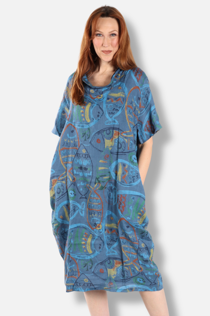 Cowl Dress - Blue