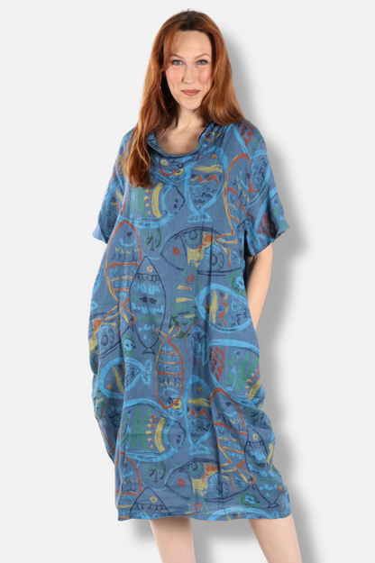 Cowl Dress - Blue