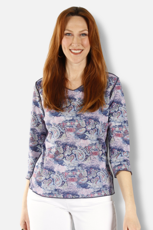 Reversible V-Neck - Navy & Pink