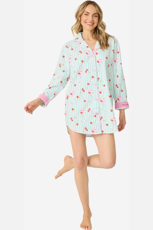 Print Flannel Night Shirt - Ma Cherie
