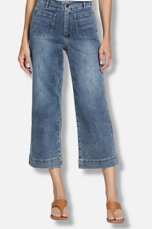 Cropped Wide Leg Jean - Indigo