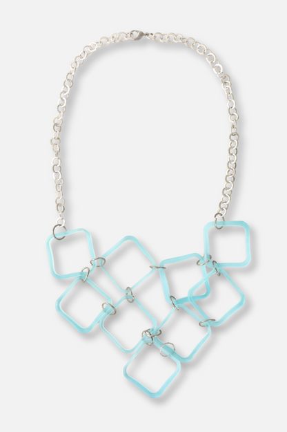 Square Bib Necklace - Blue