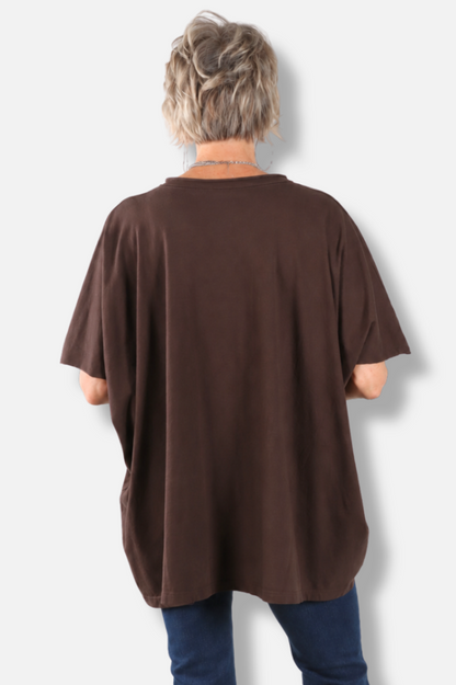 Elbow Sleeve V Tunic - Dark Chocolate