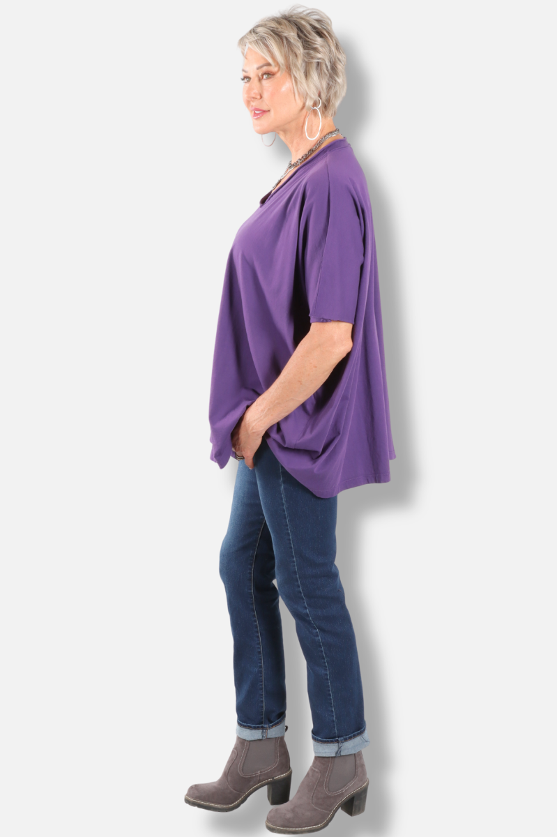 Elbow Sleeve V Tunic - Jam