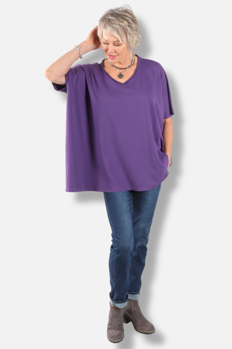 Elbow Sleeve V Tunic - Jam