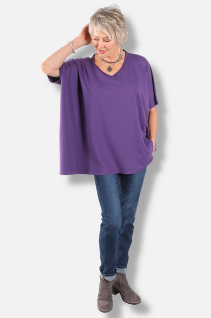 Elbow Sleeve V Tunic - Jam