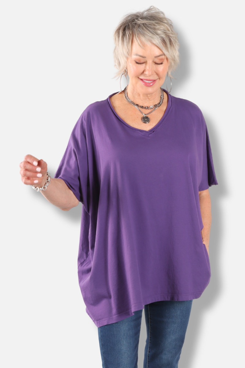 Elbow Sleeve V Tunic - Jam
