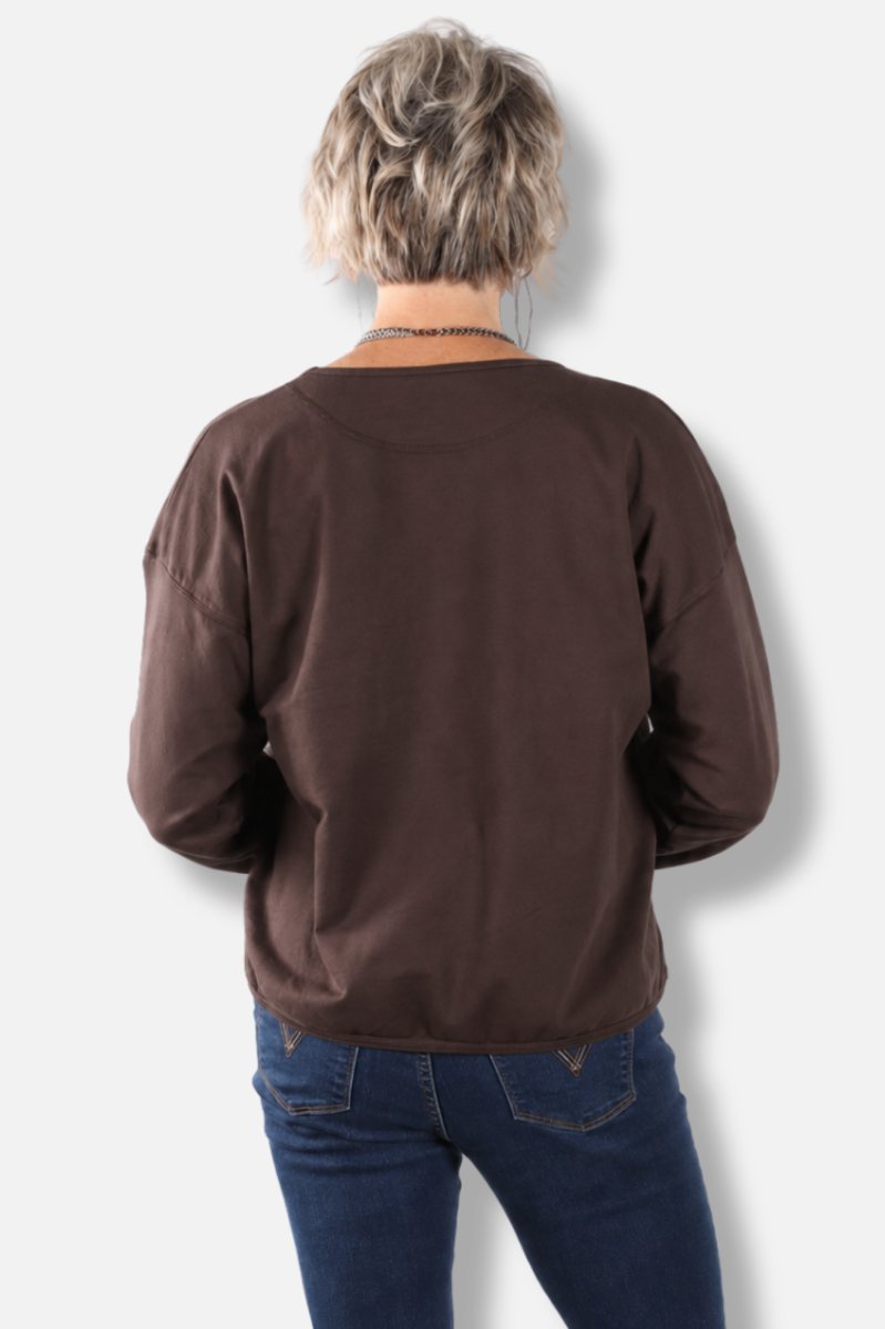 Stretch Terry Sweatshirt - Dark Chocolate